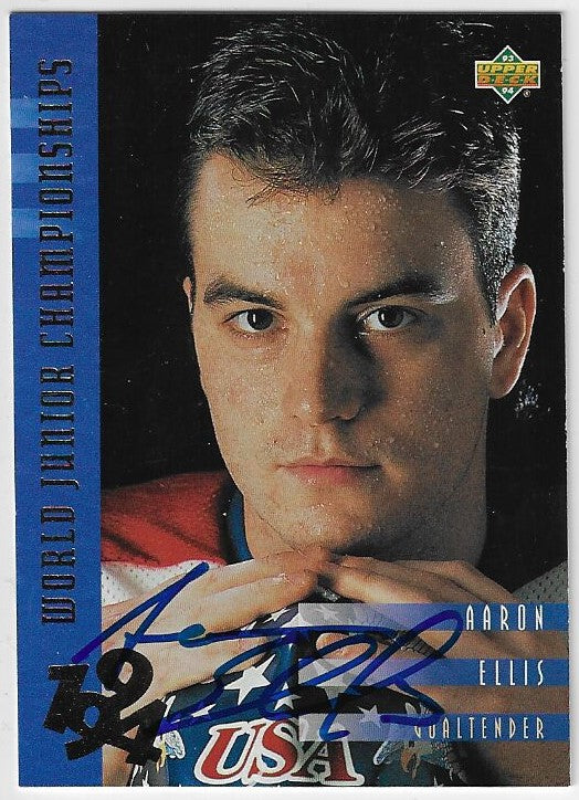 Aaron Ellis Signed 1993-94 Upper Deck Hockey Card - Team USA