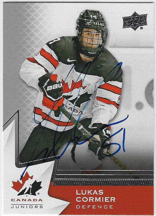 Lukas Cormier Signed 2020-21 Upper Deck Juniors Hockey Card - Team Canada