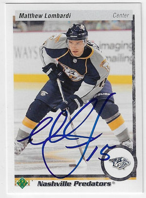 Matthew Lombardi Signed 2010-11 Upper Deck 20th Anniversary Variation Hockey Card - Nashville Predators