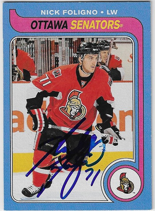 Nick Foligno Signed 2008-09 O-Pee-Chee Retro Card - Ottawa Senators