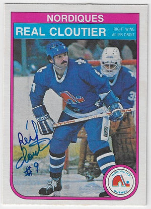 Real Cloutier Signed 1982-83 O-Pee-Chee Hockey Card - Quebec Nordiques #279