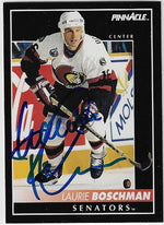 Laurie Boschman Signed 1992-93 Pinnacle Hockey Card - Ottawa Senators