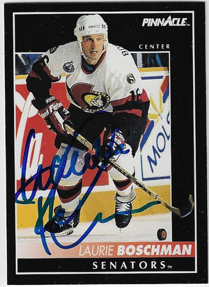 Laurie Boschman Signed 1992-93 Pinnacle Hockey Card - Ottawa Senators