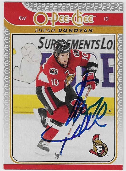 Shean Donovan Signed 2009-10 O-Pee-Chee Hockey Card - Ottawa Senators
