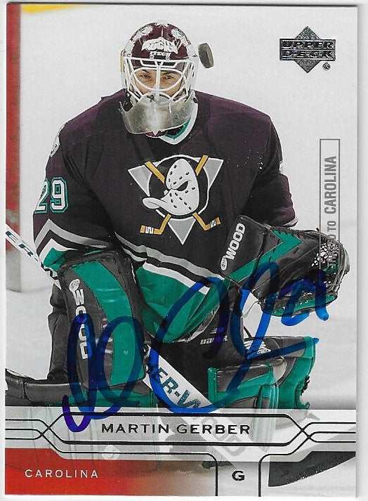 Martin Gerber Signed 2004-05 Upper Deck Hockey Card - Carolina Hurricanes