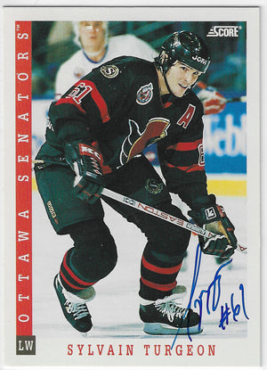 Sylvain Turgeon Signed 1993-94 Score Canadian Hockey Card - Ottawa Senators