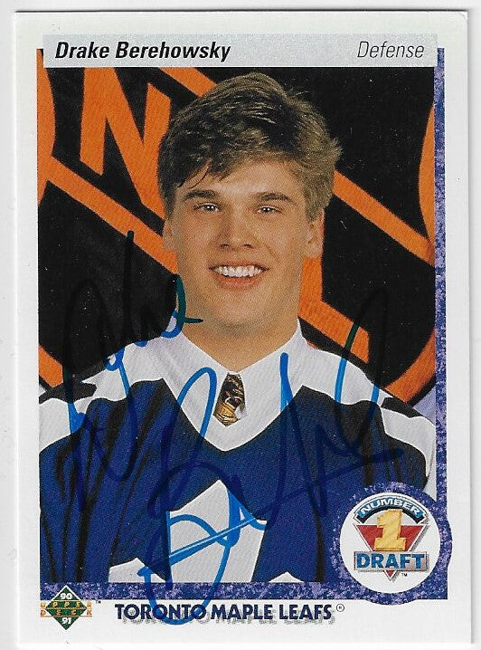 Drake Berehowsky Signed 1990-91 Upper Deck Hockey Card - Toronto Maple Leafs