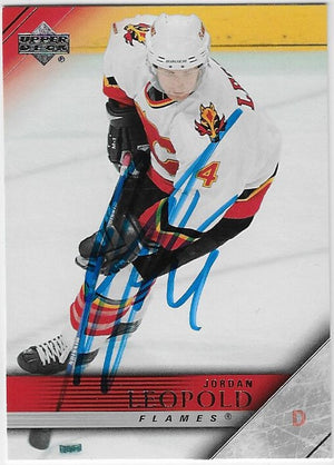 Jordan Leopold Signed 2004-05 Upper Deck Hockey Card - Calgary Flames
