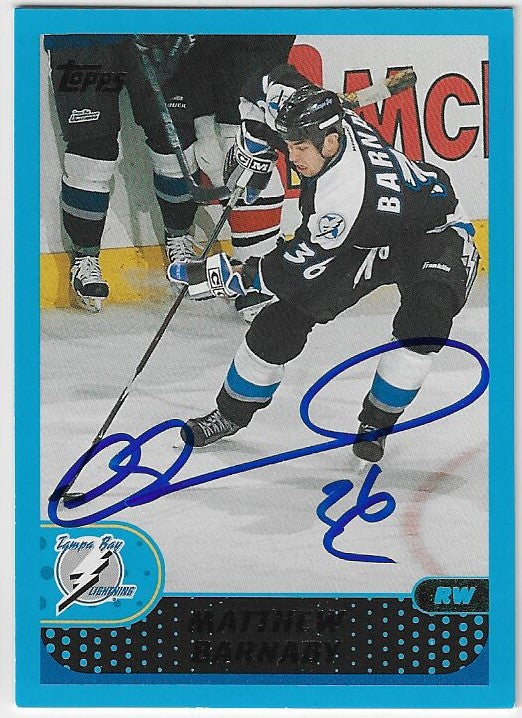 Matthew Barnaby Signed 2001-02 Topps Hockey Card - Tampa Bay Lightning