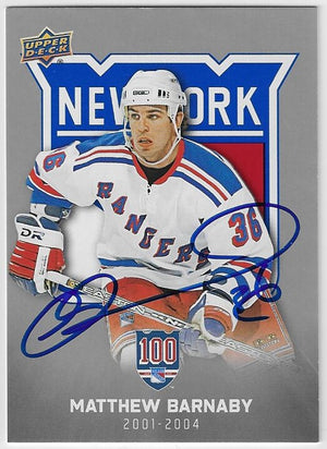 Matthew Barnaby Signed 2025-26 Upper Deck Rangers Centennial Hockey Card - New York Rangers