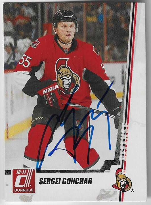 Sergei Gonchar Signed 2010-11 Donruss Hockey Card - Ottawa Senators