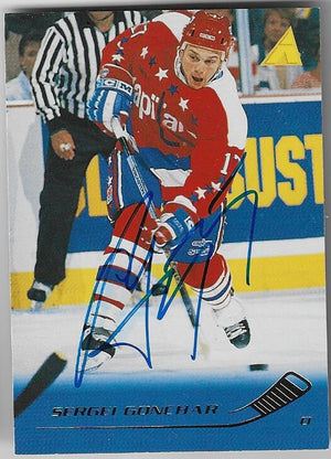 Sergei Gonchar Signed 1995-96 Pinnacle Hockey Card - Washington Capitals