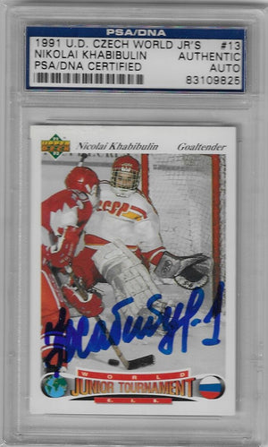 Nikolai Khabibulin Signed 1991-92 Upper Deck World Junior Hockey Card - Team Russia - PSA/DNA