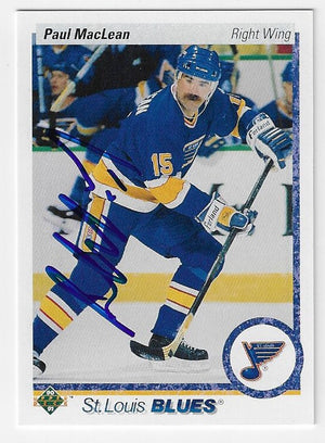 Paul MacLean Signed 1990-91 Upper Deck Hockey Card - St Louis Blues