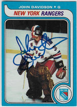 John Davidson Signed 1979-80 Topps Hockey Card - New York Rangers