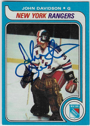 John Davidson Signed 1979-80 Topps Hockey Card - New York Rangers