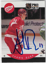 Shawn Burr Signed 1990-91 Pro Set Hockey Card - Detroit Red Wings