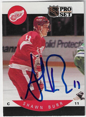 Shawn Burr Signed 1990-91 Pro Set Hockey Card - Detroit Red Wings