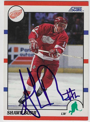 Shawn Burr Signed 1990-91 Score (American) Hockey Card - Detroit Red Wings