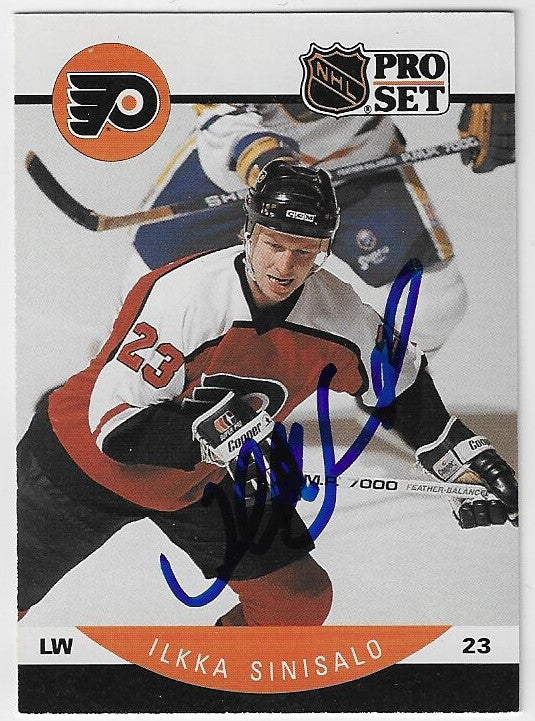 Ilkka Sinisalo Signed 1990-91 Pro Set Hockey Card - Philadelphia Flyers