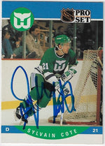 Sylvain Cote Signed 1990-91 Pro Set Hockey Card - Hartford Whalers