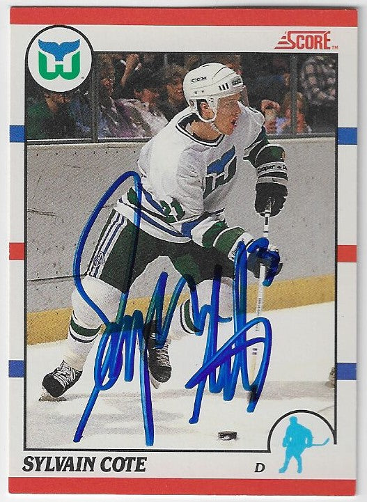 Sylvain Cote Signed 1990-91 Score (Canadian) Hockey Card - Hartford Whalers