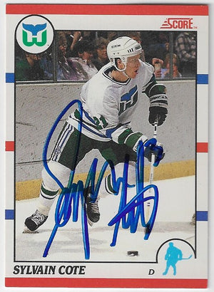 Sylvain Cote Signed 1990-91 Score (Canadian) Hockey Card - Hartford Whalers