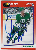 Sylvain Cote Signed 1991-92 Score (Canadian) Hockey Card - Hartford Whalers