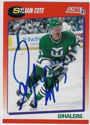 Sylvain Cote Signed 1991-92 Score (Canadian) Hockey Card - Hartford Whalers