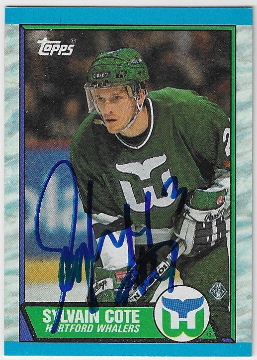 Sylvain Cote Signed 1989-90 Topps Hockey Card - Hartford Whalers