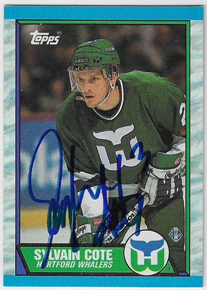 Sylvain Cote Signed 1989-90 Topps Hockey Card - Hartford Whalers