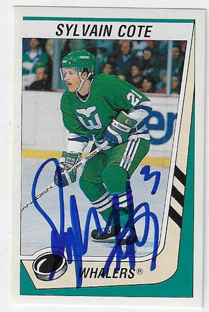 Sylvain Cote Signed 1989-90 Hockey Panini Stickers - Hartford Whalers