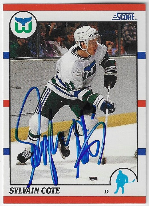Sylvain Cote Signed 1990-91 Score (American) Hockey Card - Hartford Whalers