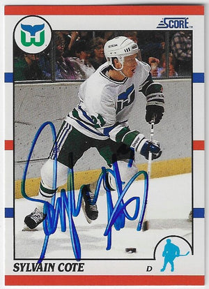 Sylvain Cote Signed 1990-91 Score (American) Hockey Card - Hartford Whalers
