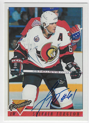 Sylvain Turgeon Signed 1993-94 Topps Premier Hockey Card - Ottawa Senators