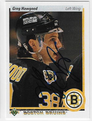 Greg Hawgood Signed 1990-91 Upper Deck Hockey Card - Boston Bruins