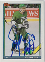 Sylvain Cote Signed 1991-92 Topps Hockey Card - Hartford Whalers