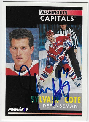 Sylvain Cote Signed 1991-92 Pinnacle Hockey Card - Washington Capitals