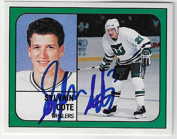 Sylvain Cote Signed 1988-89 Hockey Panini Stickers - Hartford Whalers