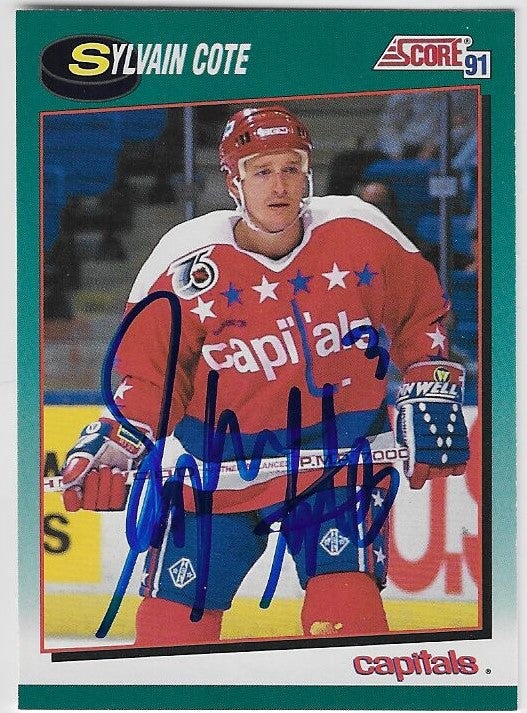 Sylvain Cote Signed 1991-92 Score Rookie & Traded Hockey Card - Washington Capitals