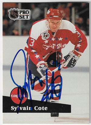 Sylvain Cote Signed 1991-92 Pro Set Hockey Card - Washington Capitals