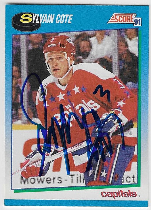 Sylvain Cote Signed 1991-92 Score Canadian English Hockey Card - Washington Capitals