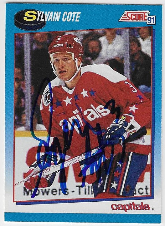 Sylvain Cote Signed 1991-92 Score Canadian Bilingual Hockey Card - Washington Capitals