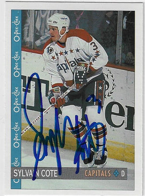 Sylvain Cote Signed 1992-93 O-Pee-Chee Hockey Card - Washington Capitals