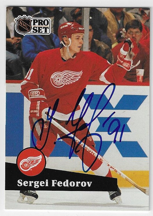 Sergei Fedorov Signed 1991-92 Pro Set Hockey Card - Detroit Red Wings