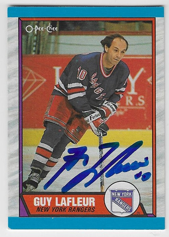 Guy Lafleur Signed 1989-90 O-Pee-Chee Hockey Card - New York Rangers