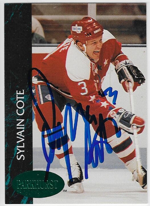 Sylvain Cote Signed 1992-93 Parkhurst Emerald Ice Hockey Card - Washington Capitals
