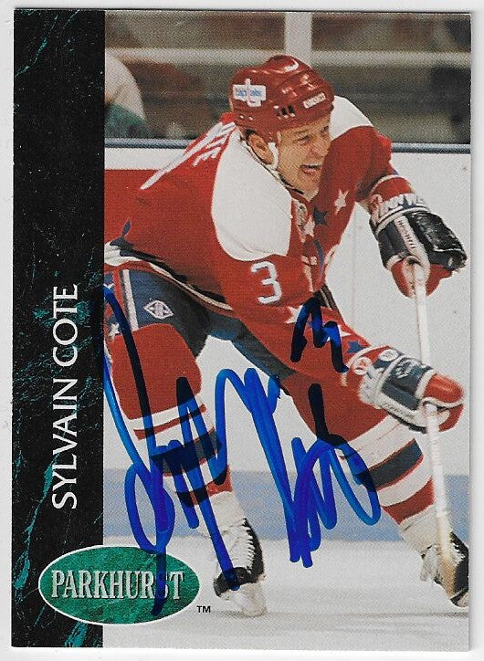 Sylvain Cote Signed 1992-93 Parkhurst Hockey Card - Washington Capitals