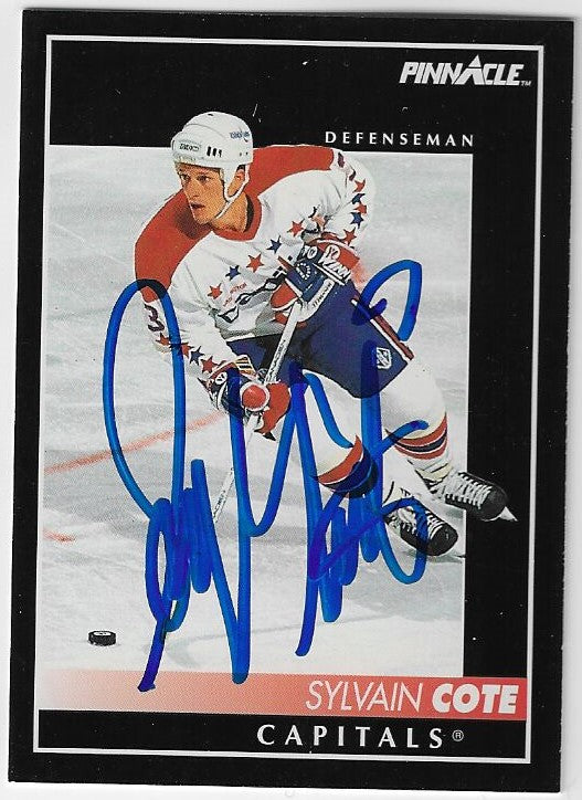 Sylvain Cote Signed 1992-93 Pinnacle Hockey Card - Washington Capitals