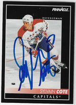 Sylvain Cote Signed 1992-93 Pinnacle Hockey Card - Washington Capitals